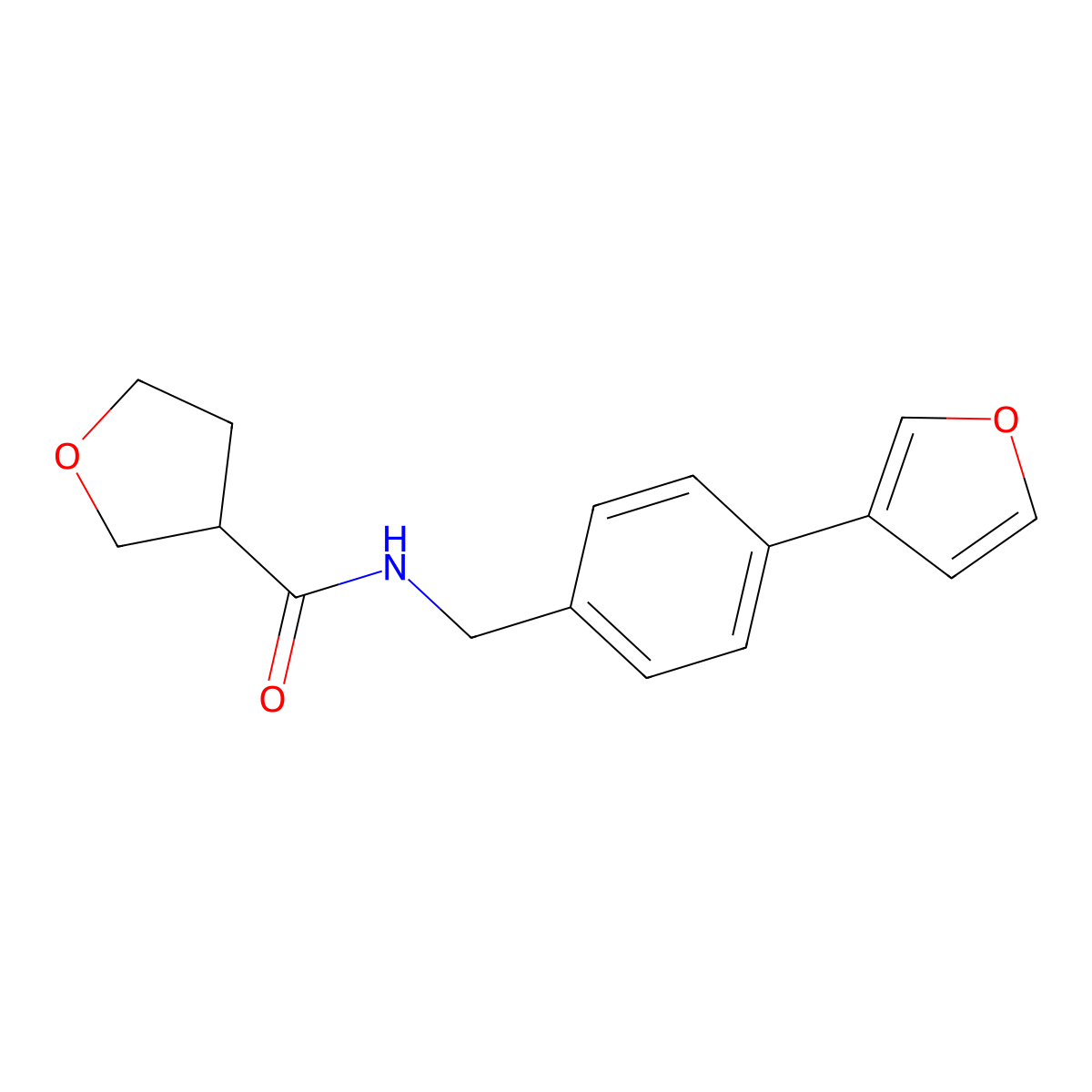 N-(4-(furan-3-yl)benzyl)tetrahydrofuran-3-carboxamide molecular structure, CAS 2034351-19-2