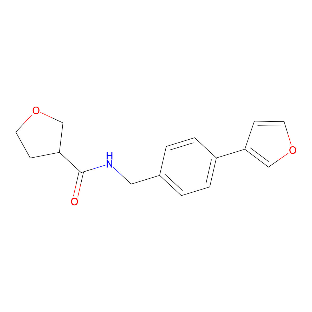 N-(4-(furan-3-yl)benzyl)tetrahydrofuran-3-carboxamide molecular structure, CAS 2034351-19-2