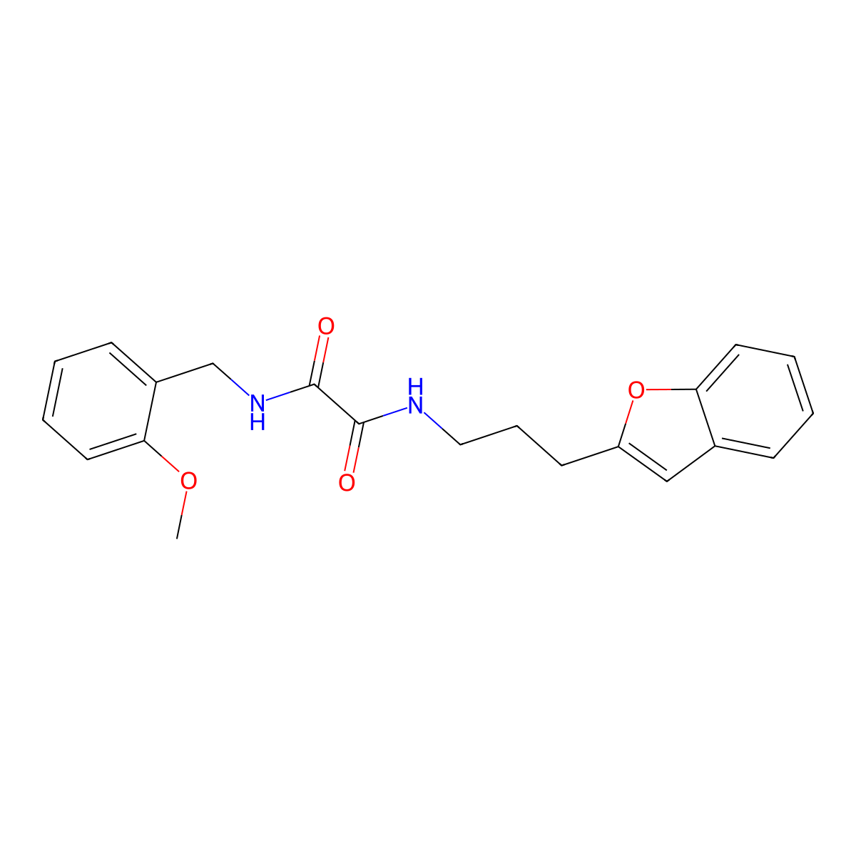 N1-(3-(benzofuran-2-yl)propyl)-N2-(2-methoxybenzyl)oxalamide molecular structure, CAS 2034351-25-0