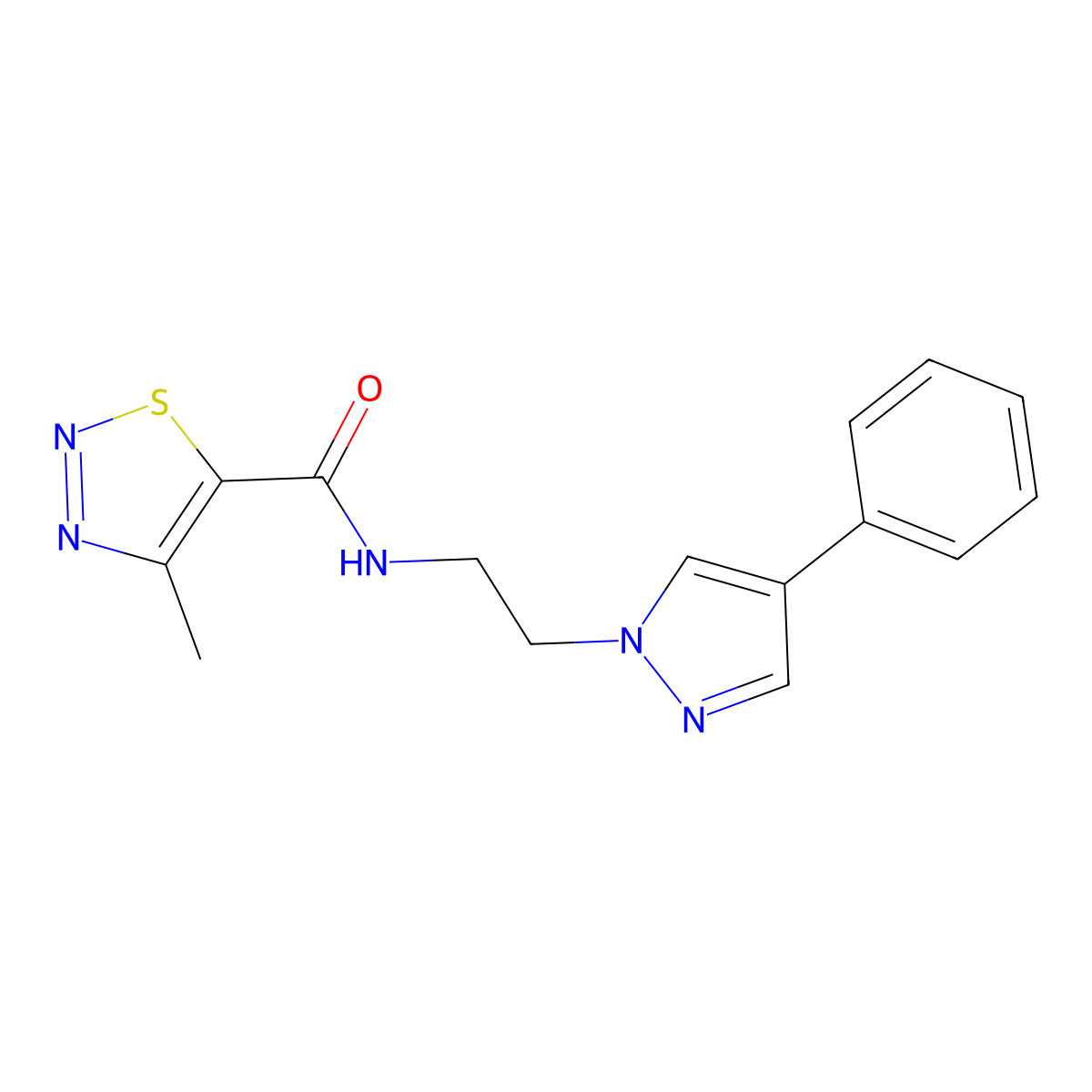 4-methyl-N-[2-(4-phenyl-1H-pyrazol-1-yl)ethyl]-1,2,3-thiadiazole-5-carboxamide molecular structure, CAS 2034351-26-1