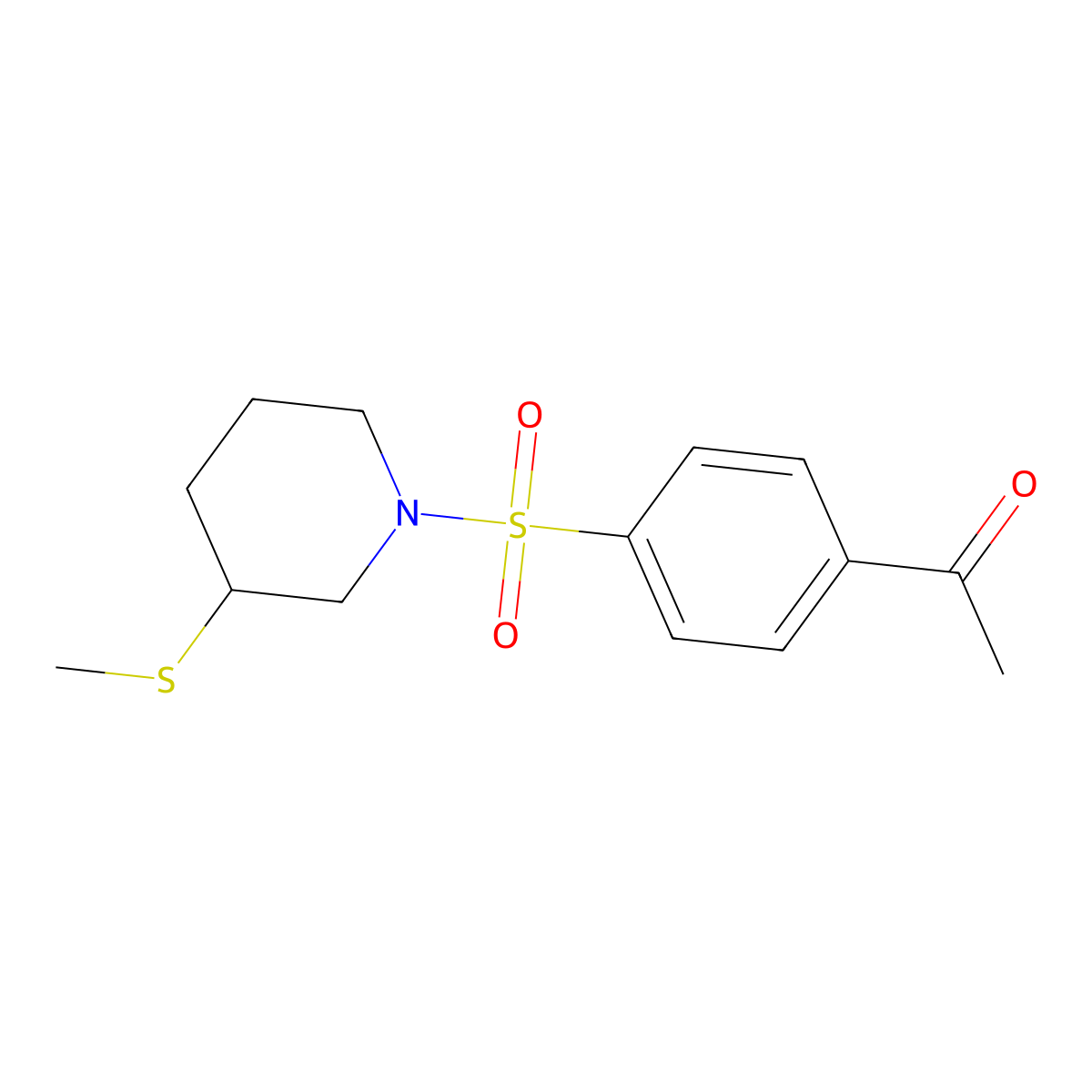 1-(4-((3-(Methylthio)piperidin-1-yl)sulfonyl)phenyl)ethanone molecular structure, CAS 2034351-30-7