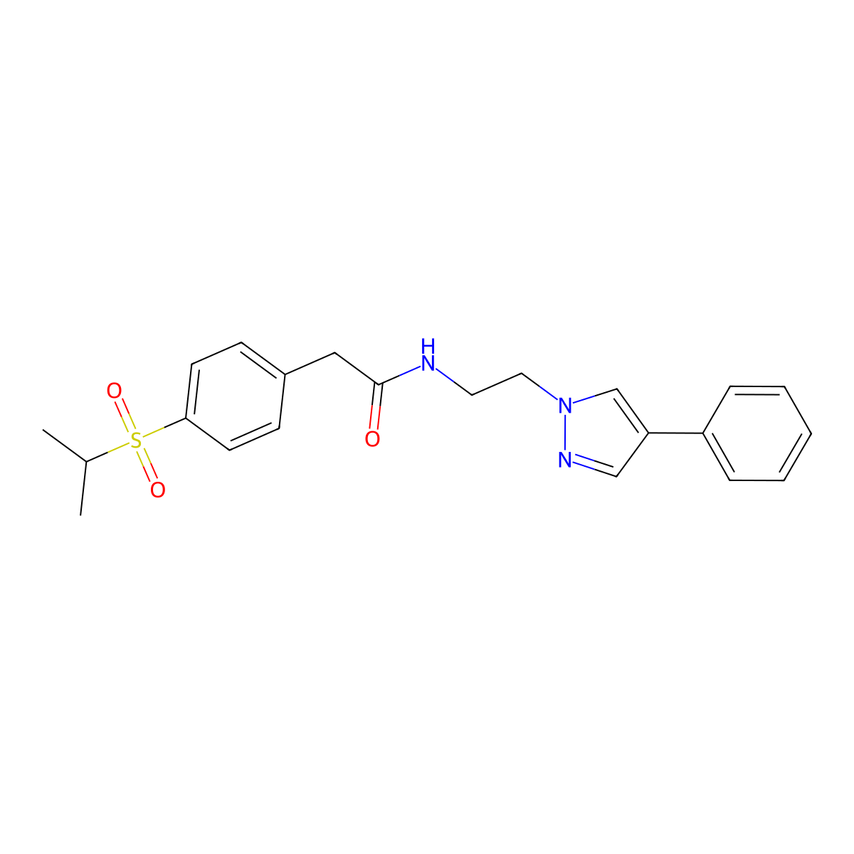 2-(4-(isopropylsulfonyl)phenyl)-N-(2-(4-phenyl-1H-pyrazol-1-yl)ethyl)acetamide molecular structure, CAS 2034351-32-9