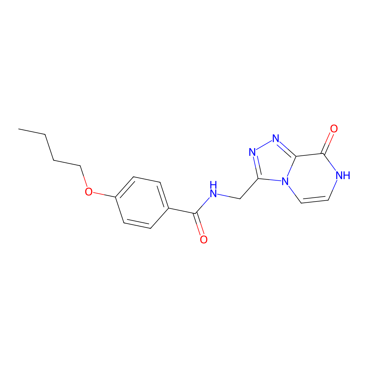 4-butoxy-N-({8-hydroxy-[1,2,4]triazolo[4,3-a]pyrazin-3-yl}methyl)benzamide molecular structure, CAS 2034351-36-3