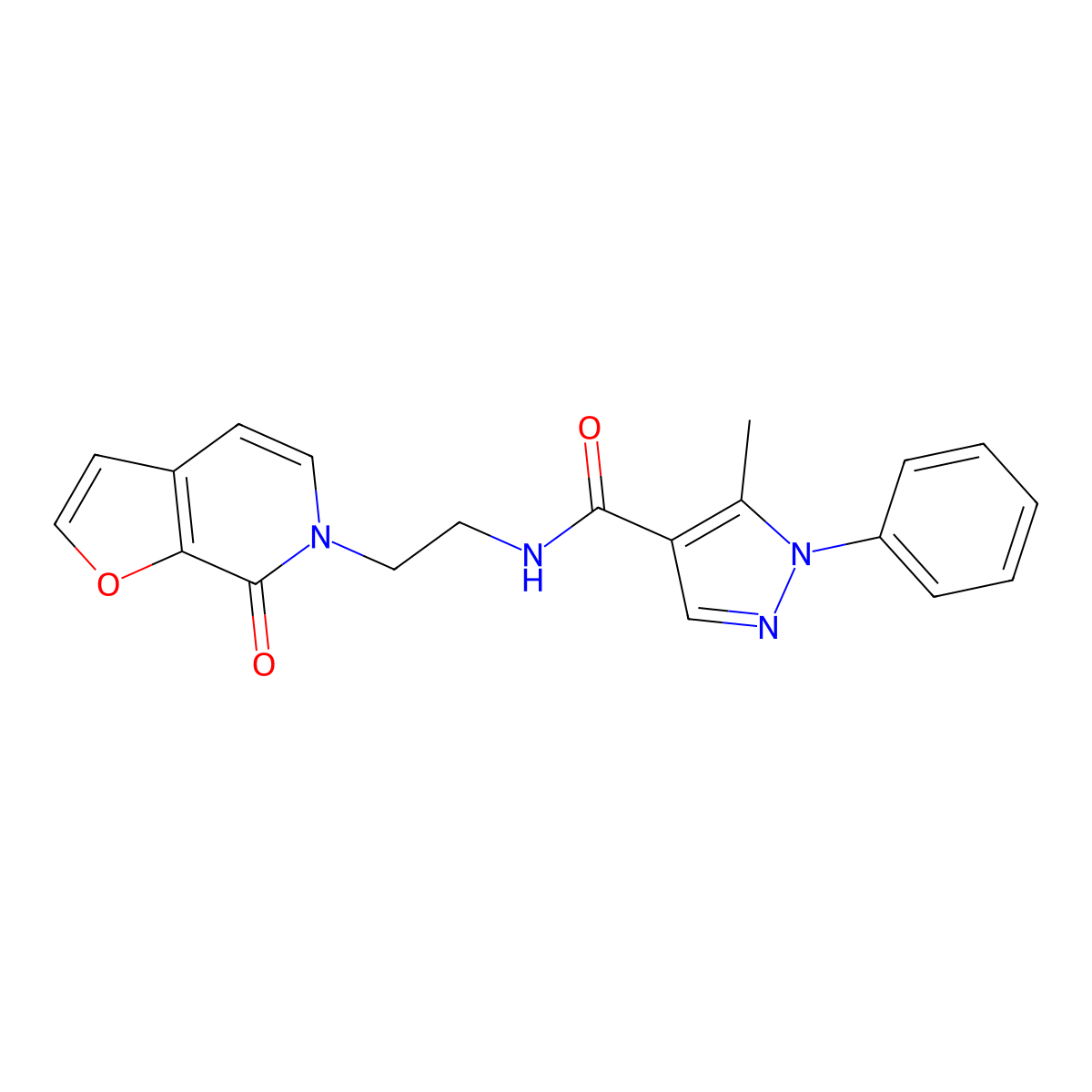 5-methyl-N-(2-(7-oxofuro[2,3-c]pyridin-6(7H)-yl)ethyl)-1-phenyl-1H-pyrazole-4-carboxamide molecular structure, CAS 2034351-39-6