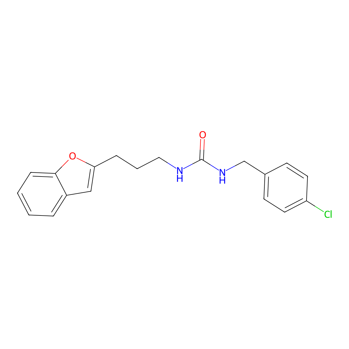 3-[3-(1-Benzofuran-2-yl)propyl]-1-[(4-chlorophenyl)methyl]urea molecular structure, CAS 2034351-41-0