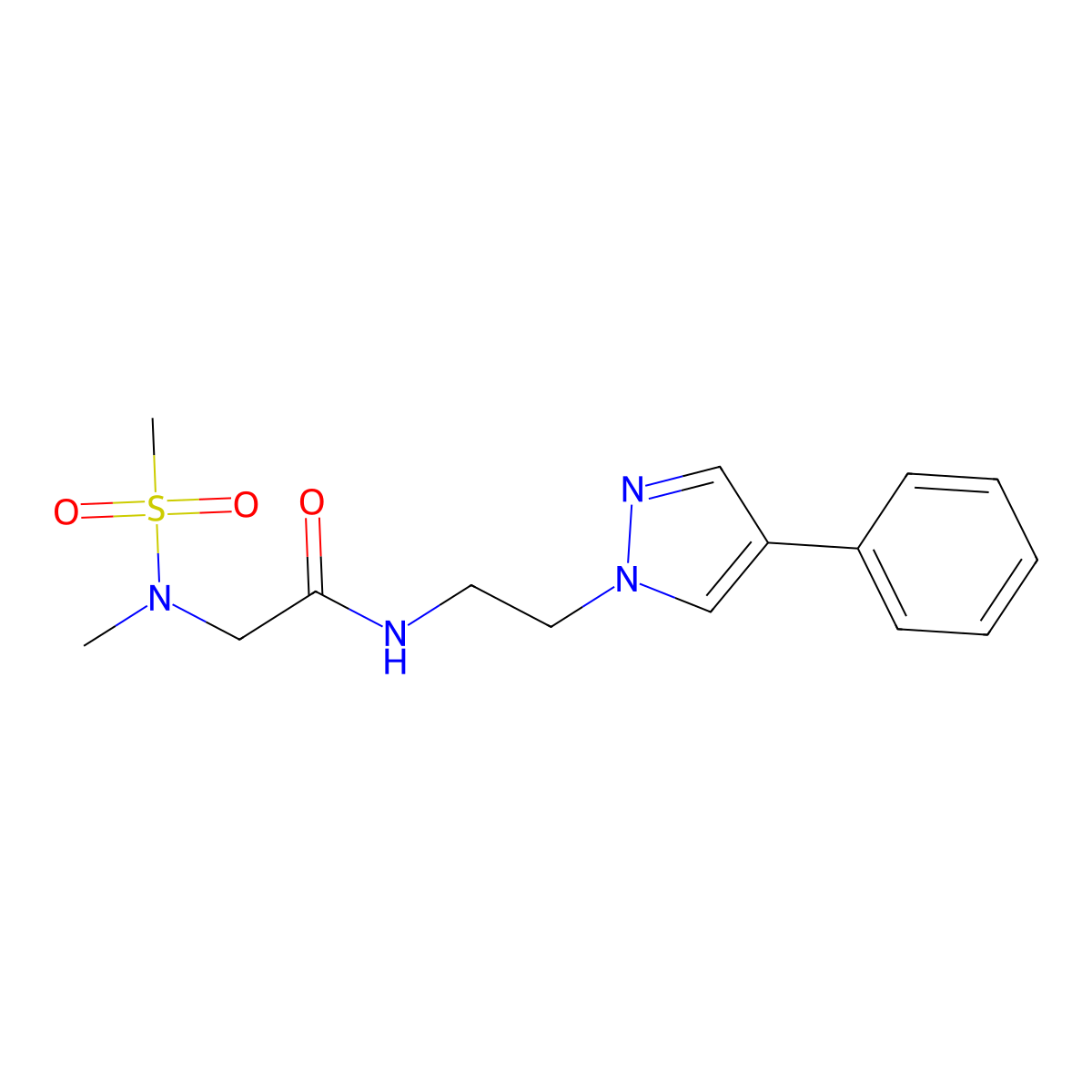 2-(N-methylmethanesulfonamido)-N-[2-(4-phenyl-1H-pyrazol-1-yl)ethyl]acetamide molecular structure, CAS 2034351-45-4