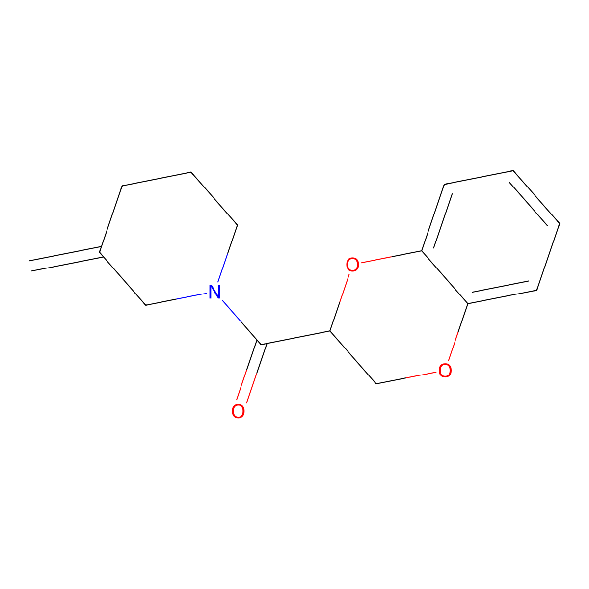 (2,3-Dihydrobenzo[b][1,4]dioxin-2-yl)(3-methylenepiperidin-1-yl)methanone molecular structure, CAS 2034351-58-9