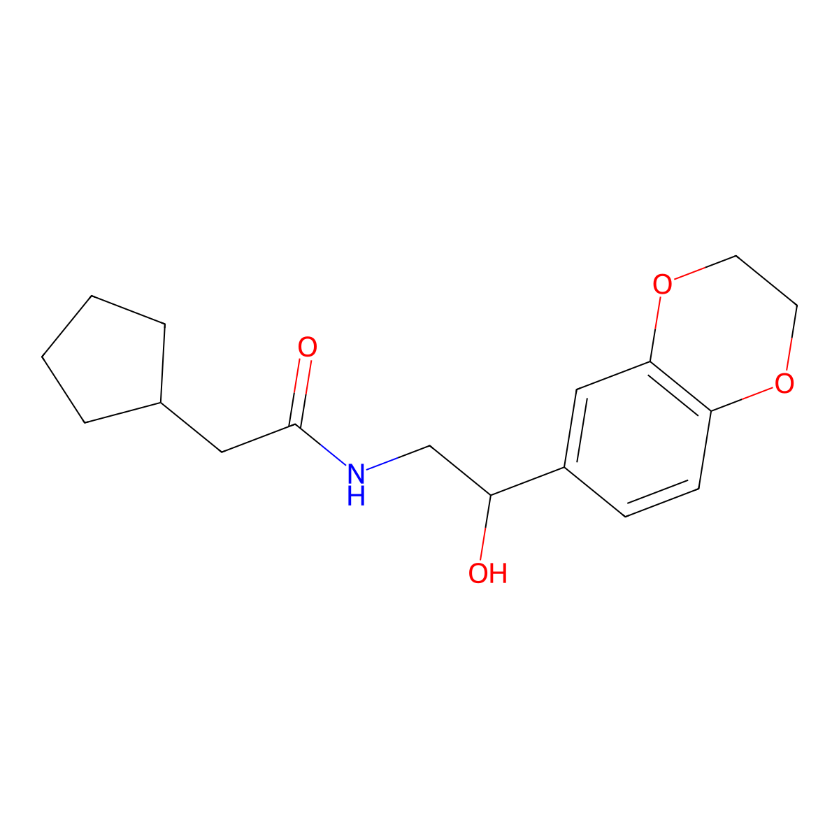 2-cyclopentyl-N-(2-(2,3-dihydrobenzo[b][1,4]dioxin-6-yl)-2-hydroxyethyl)acetamide molecular structure, CAS 2034351-61-4