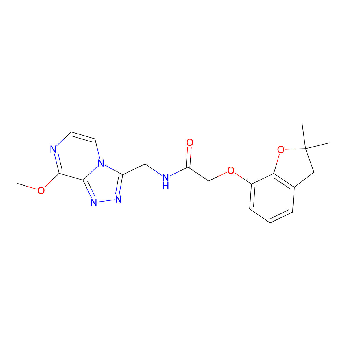 2-((2,2-dimethyl-2,3-dihydrobenzofuran-7-yl)oxy)-N-((8-methoxy-[1,2,4]triazolo[4,3-a]pyrazin-3-yl)methyl)acetamide molecular structure, CAS 2034351-70-5