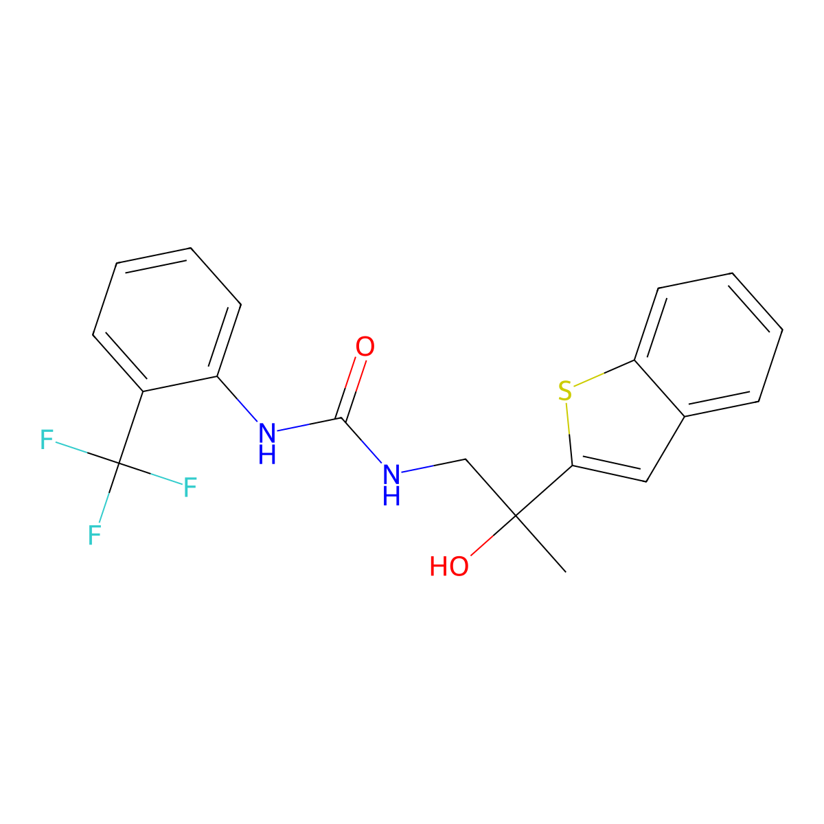 1-(2-(Benzo[b]thiophen-2-yl)-2-hydroxypropyl)-3-(2-(trifluoromethyl)phenyl)urea molecular structure, CAS 2034351-76-1