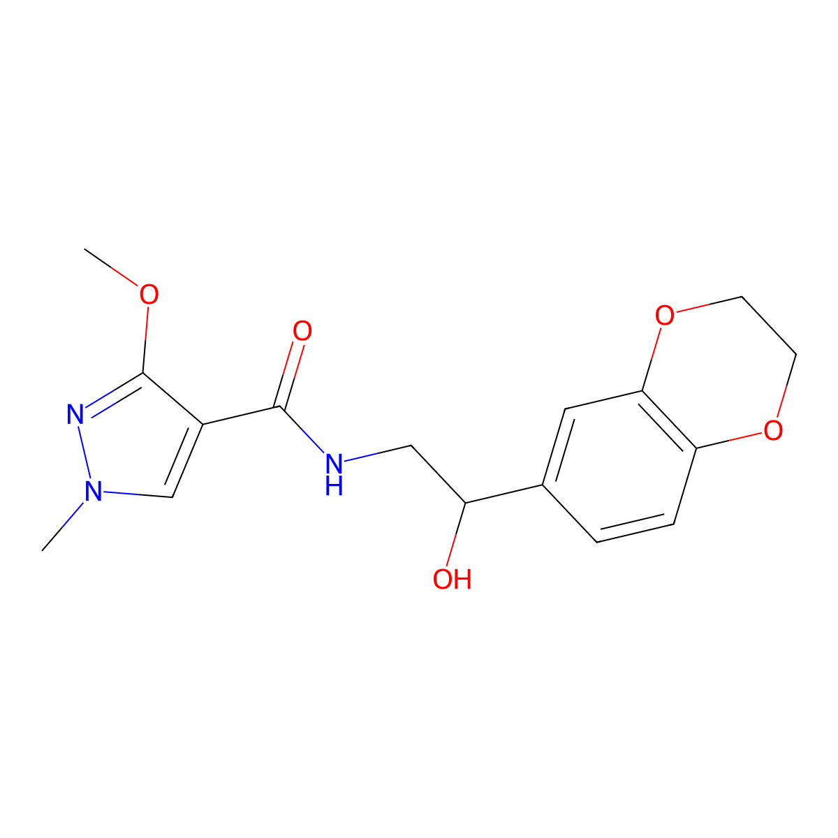 N-(2-(2,3-dihydrobenzo[b][1,4]dioxin-6-yl)-2-hydroxyethyl)-3-methoxy-1-methyl-1H-pyrazole-4-carboxamide molecular structure, CAS 2034351-77-2