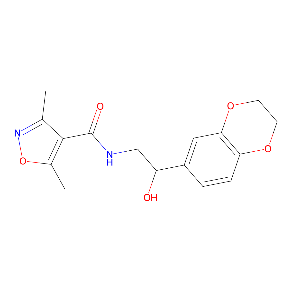 N-(2-(2,3-dihydrobenzo[b][1,4]dioxin-6-yl)-2-hydroxyethyl)-3,5-dimethylisoxazole-4-carboxamide molecular structure, CAS 2034351-84-1