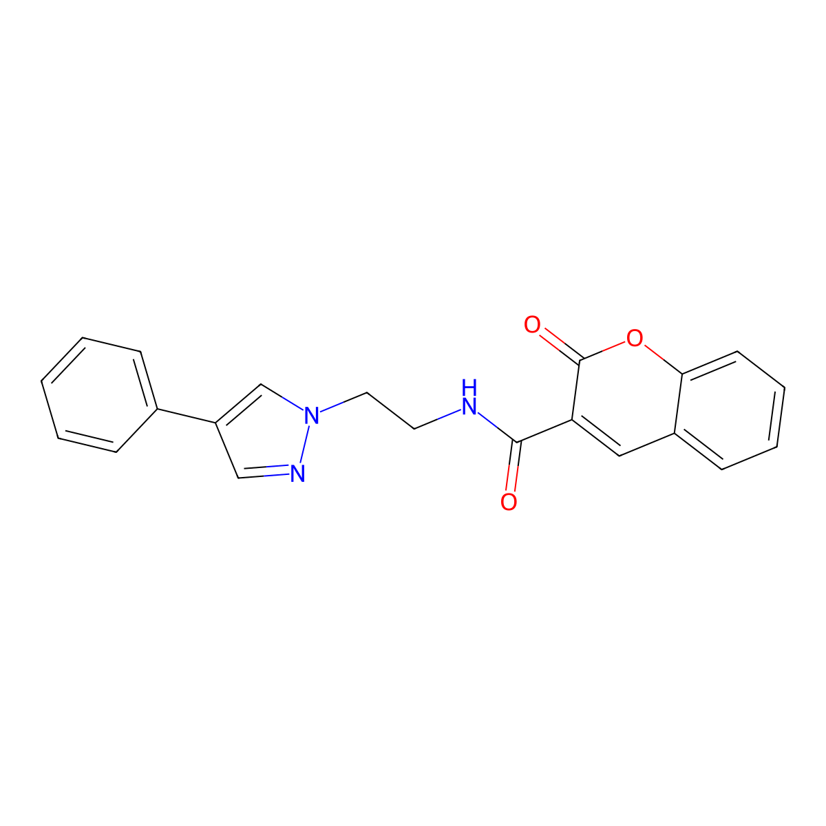 2-oxo-N-[2-(4-phenyl-1H-pyrazol-1-yl)ethyl]-2H-chromene-3-carboxamide molecular structure, CAS 2034351-85-2