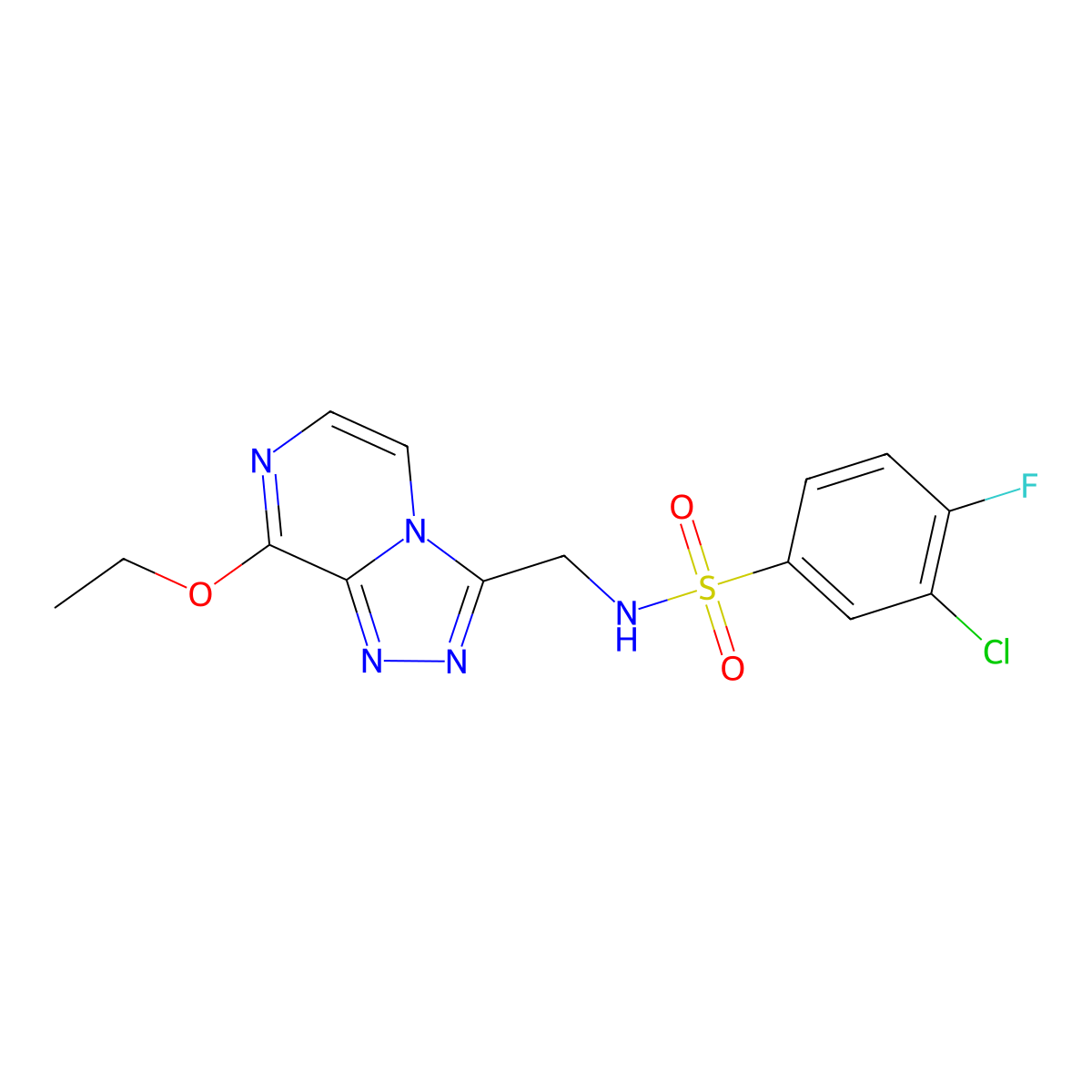 3-chloro-N-((8-ethoxy-[1,2,4]triazolo[4,3-a]pyrazin-3-yl)methyl)-4-fluorobenzenesulfonamide molecular structure, CAS 2034351-86-3