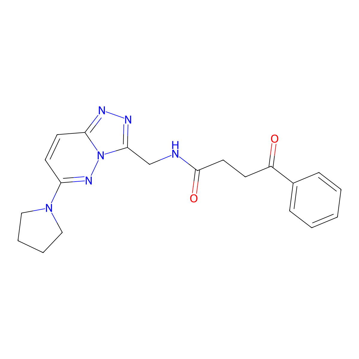 4-oxo-4-phenyl-N-((6-(pyrrolidin-1-yl)-[1,2,4]triazolo[4,3-b]pyridazin-3-yl)methyl)butanamide molecular structure, CAS 2034351-91-0