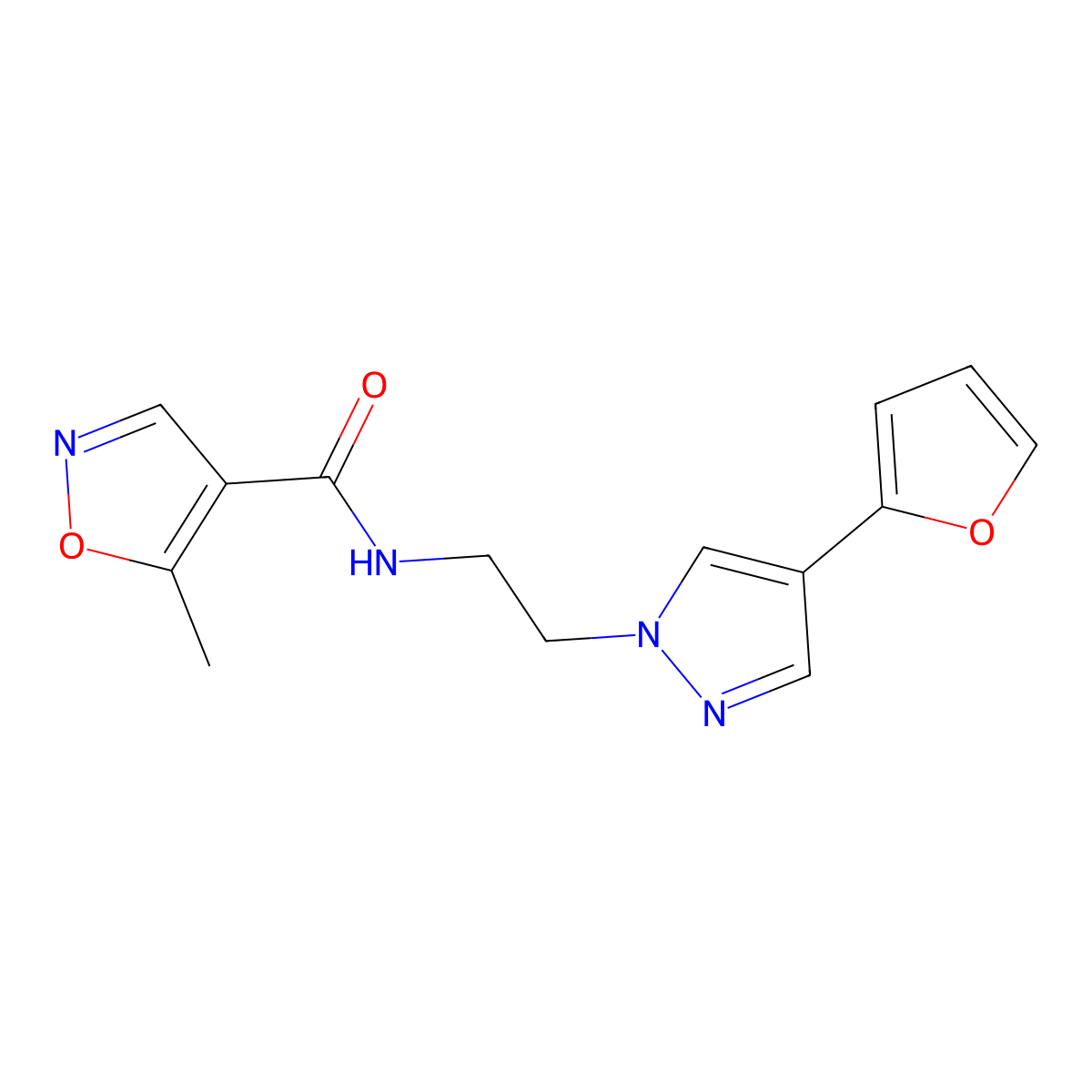 N-(2-(4-(furan-2-yl)-1H-pyrazol-1-yl)ethyl)-5-methylisoxazole-4-carboxamide molecular structure, CAS 2034351-94-3