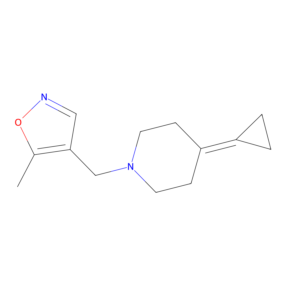 4-Cyclopropylidene-1-[(5-methyl-1,2-oxazol-4-yl)methyl]piperidine molecular structure, CAS 2034351-95-4
