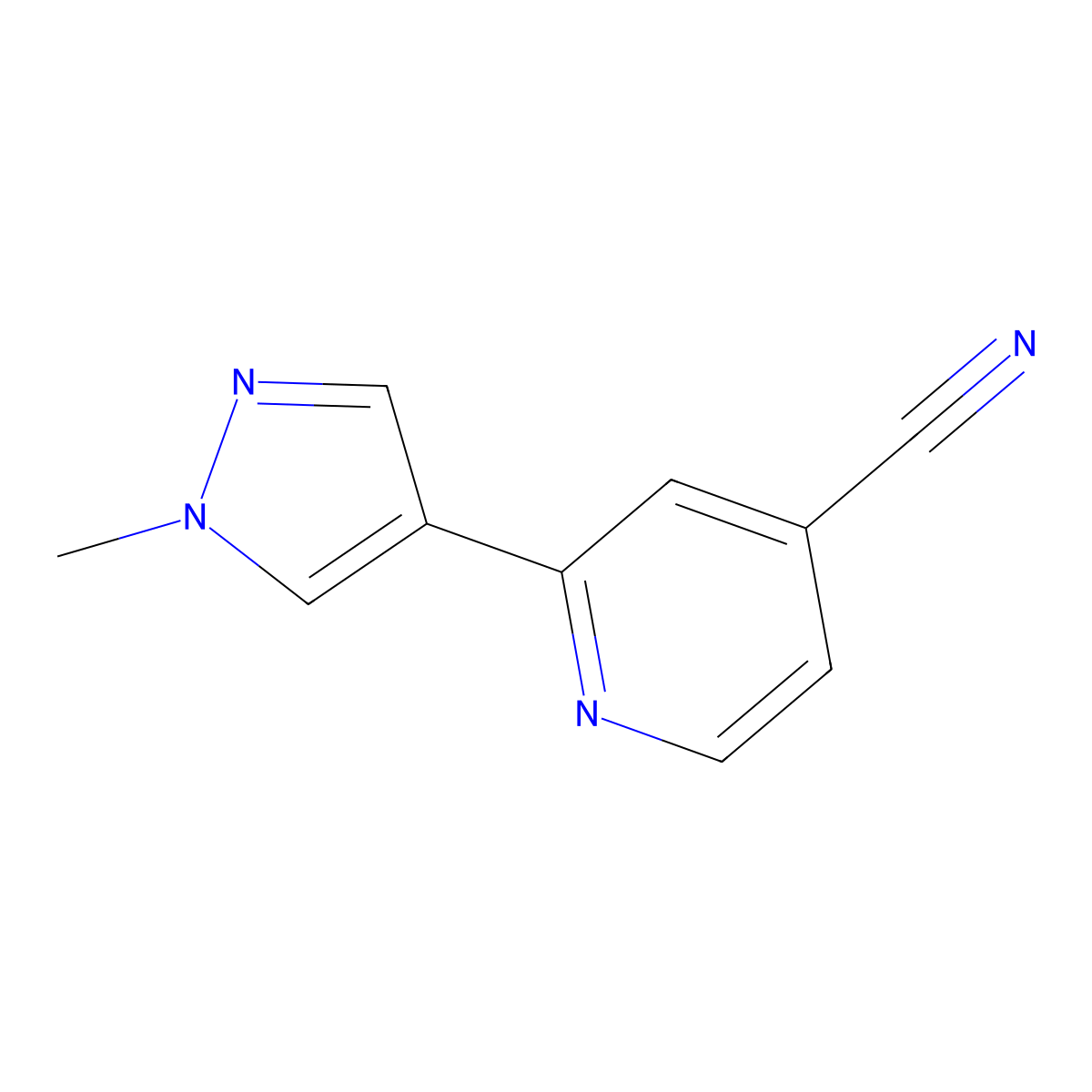 2-(1-methyl-1H-pyrazol-4-yl)pyridine-4-carbonitrile molecular structure, CAS 2034352-08-2