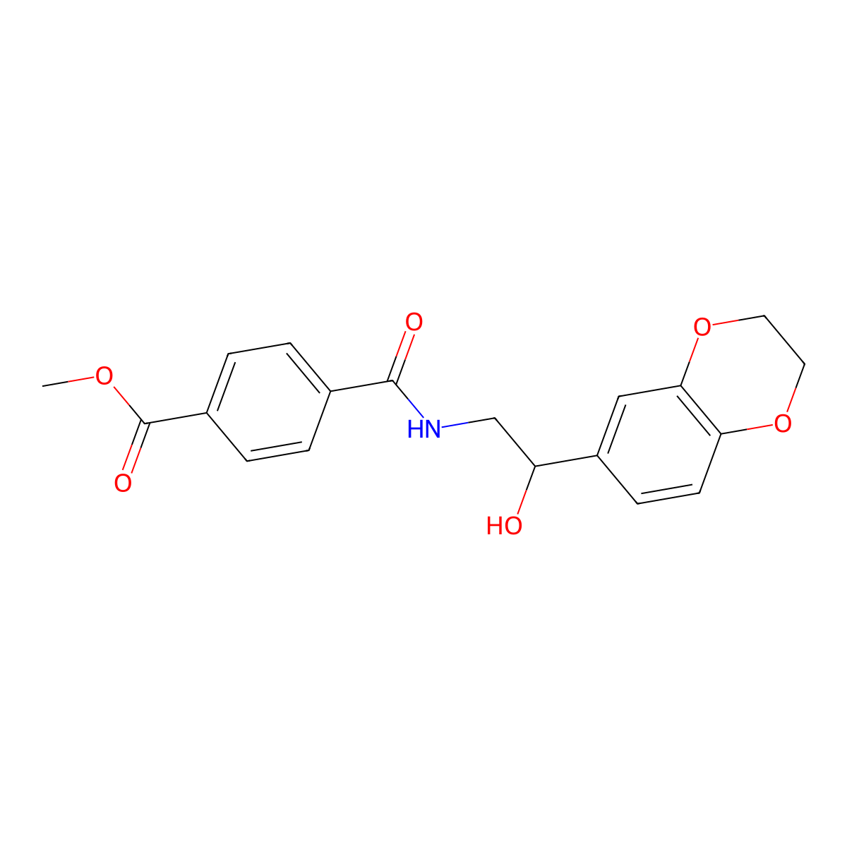 Methyl 4-((2-(2,3-dihydrobenzo[b][1,4]dioxin-6-yl)-2-hydroxyethyl)carbamoyl)benzoate molecular structure, CAS 2034352-09-3