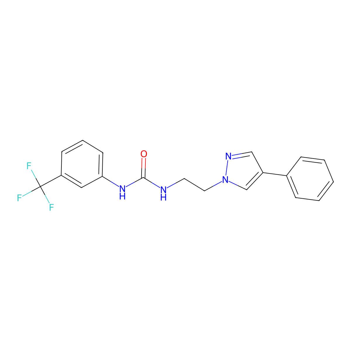 1-(2-(4-phenyl-1H-pyrazol-1-yl)ethyl)-3-(3-(trifluoromethyl)phenyl)urea molecular structure, CAS 2034352-23-1