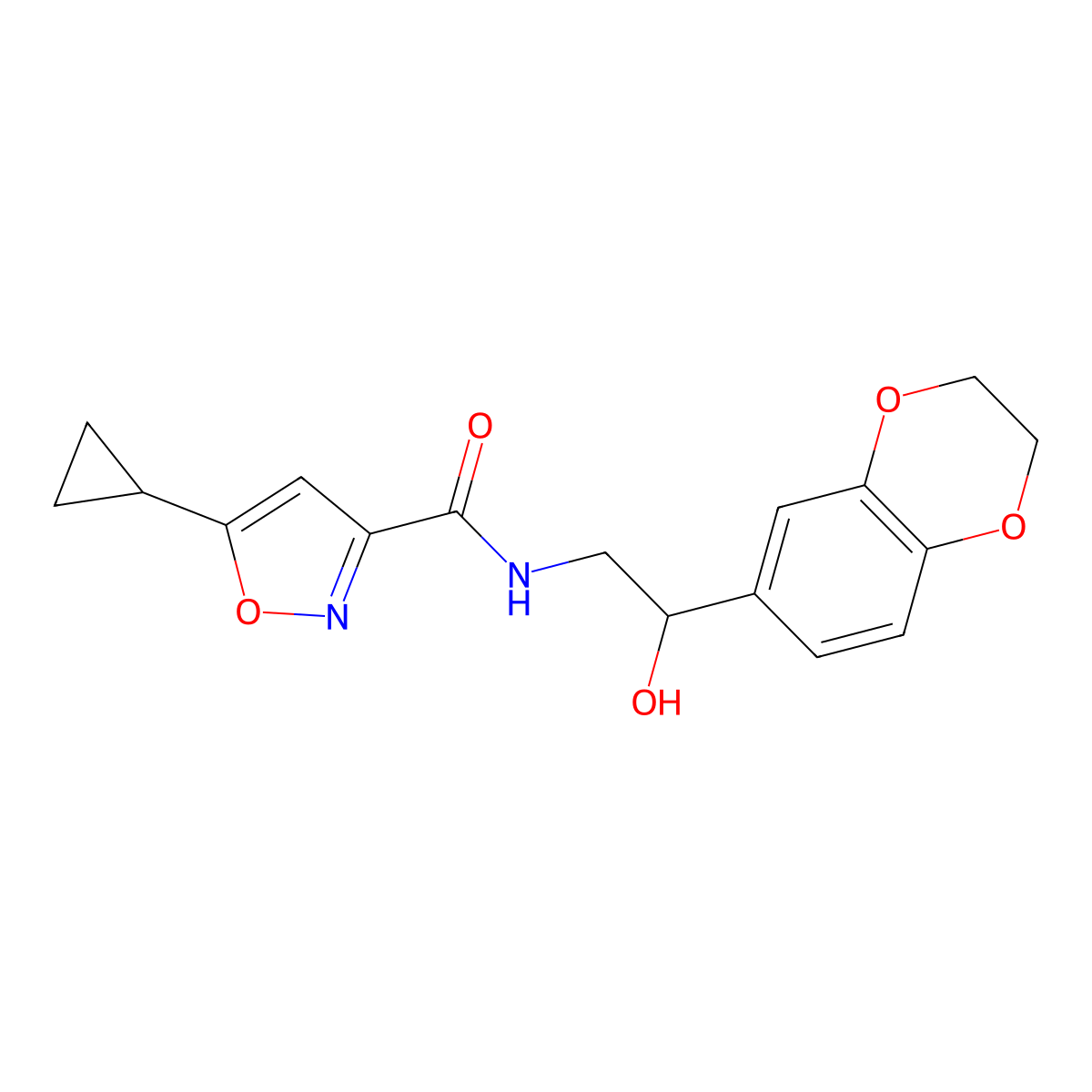 5-cyclopropyl-N-(2-(2,3-dihydrobenzo[b][1,4]dioxin-6-yl)-2-hydroxyethyl)isoxazole-3-carboxamide molecular structure, CAS 2034352-25-3