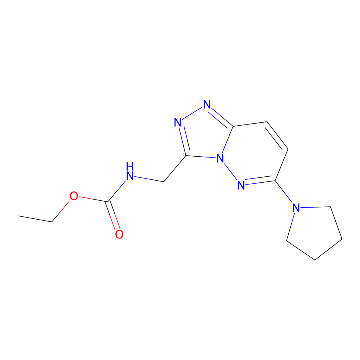 Ethyl ((6-(pyrrolidin-1-yl)-[1,2,4]triazolo[4,3-b]pyridazin-3-yl)methyl)carbamate molecular structure, CAS 2034352-29-7