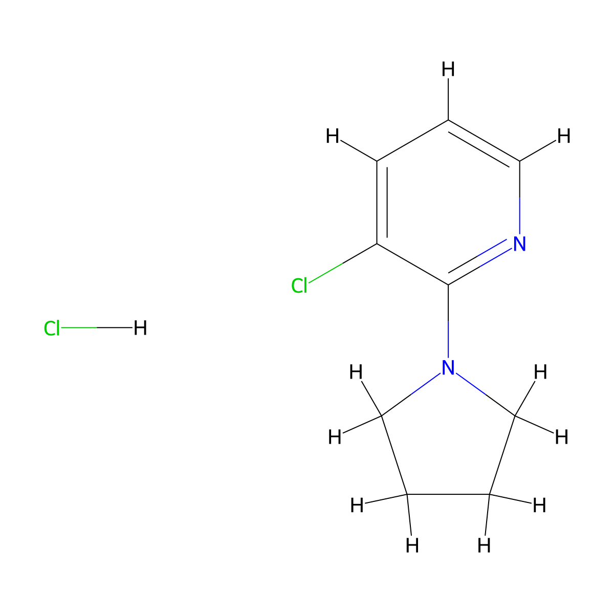 3-Chloro-2-(pyrrolidin-1-yl)pyridine hydrochloride molecular structure, CAS 2034352-33-3