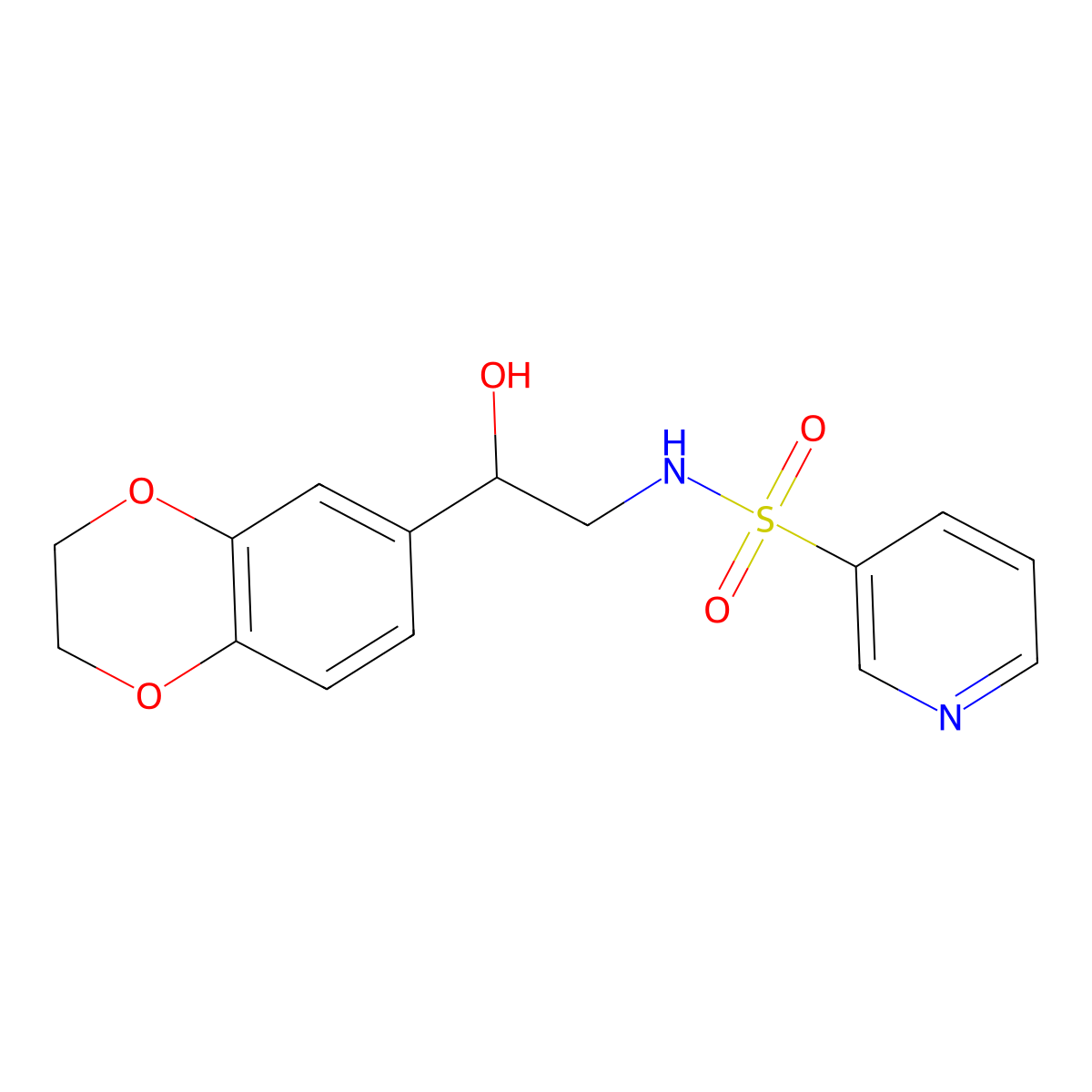 N-(2-(2,3-dihydrobenzo[b][1,4]dioxin-6-yl)-2-hydroxyethyl)pyridine-3-sulfonamide molecular structure, CAS 2034352-35-5
