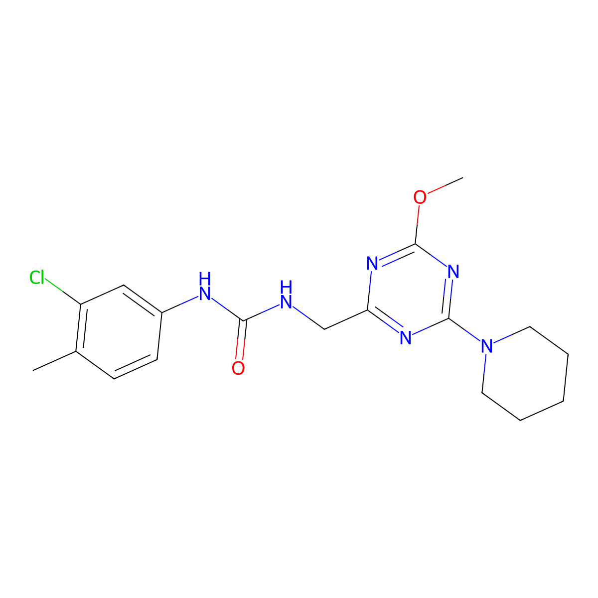 1-(3-Chloro-4-methylphenyl)-3-((4-methoxy-6-(piperidin-1-yl)-1,3,5-triazin-2-yl)methyl)urea molecular structure, CAS 2034352-37-7