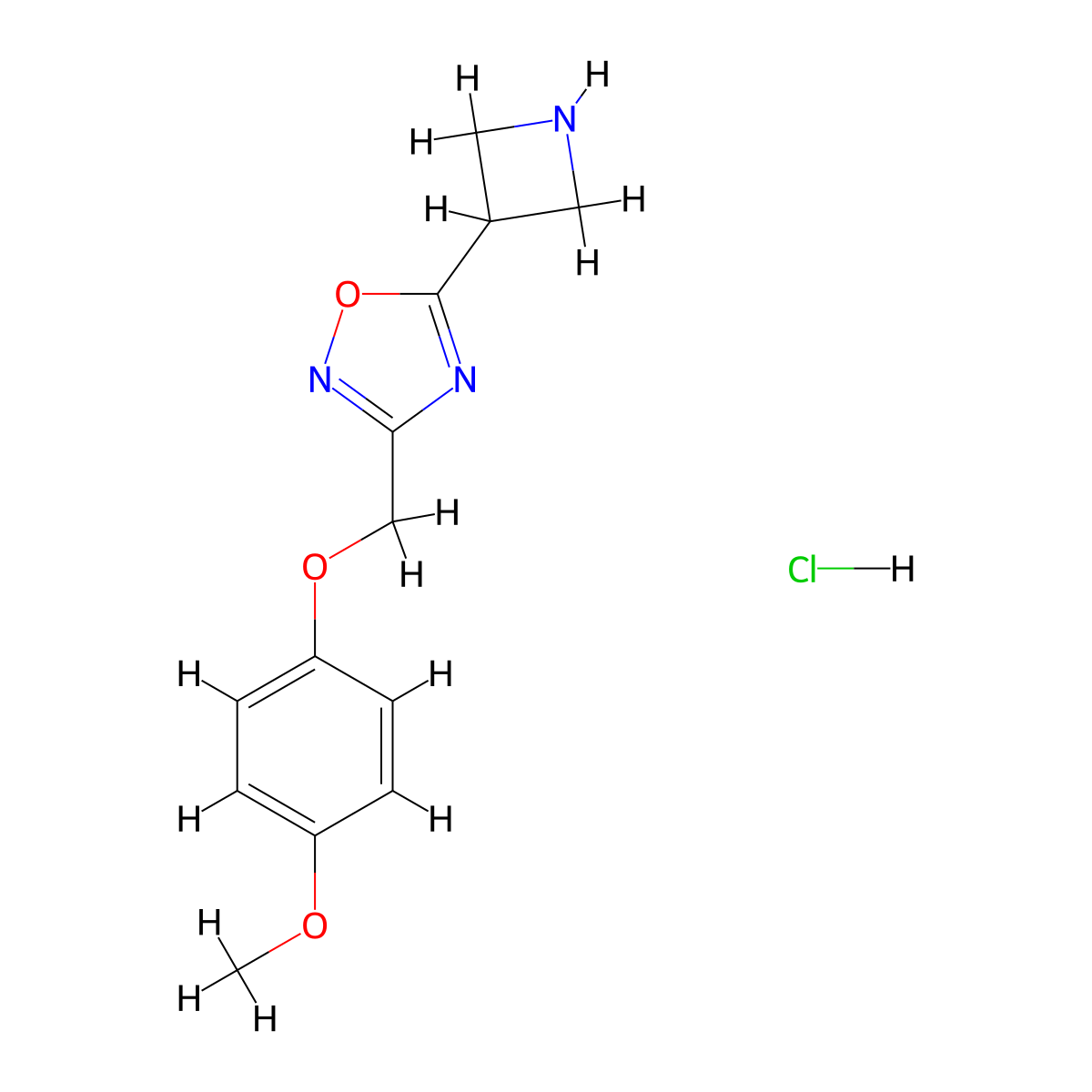 5-(Azetidin-3-yl)-3-[(4-methoxyphenoxy)methyl]-1,2,4-oxadiazole hydrochloride molecular structure, CAS 2034352-42-4