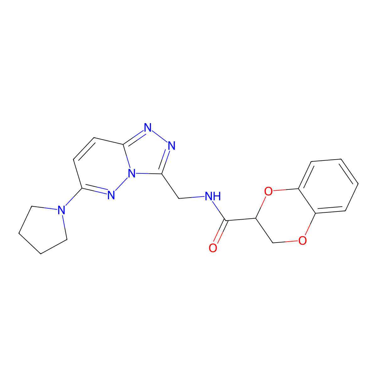 N-((6-(pyrrolidin-1-yl)-[1,2,4]triazolo[4,3-b]pyridazin-3-yl)methyl)-2,3-dihydrobenzo[b][1,4]dioxine-2-carboxamide molecular structure, CAS 2034352-44-6