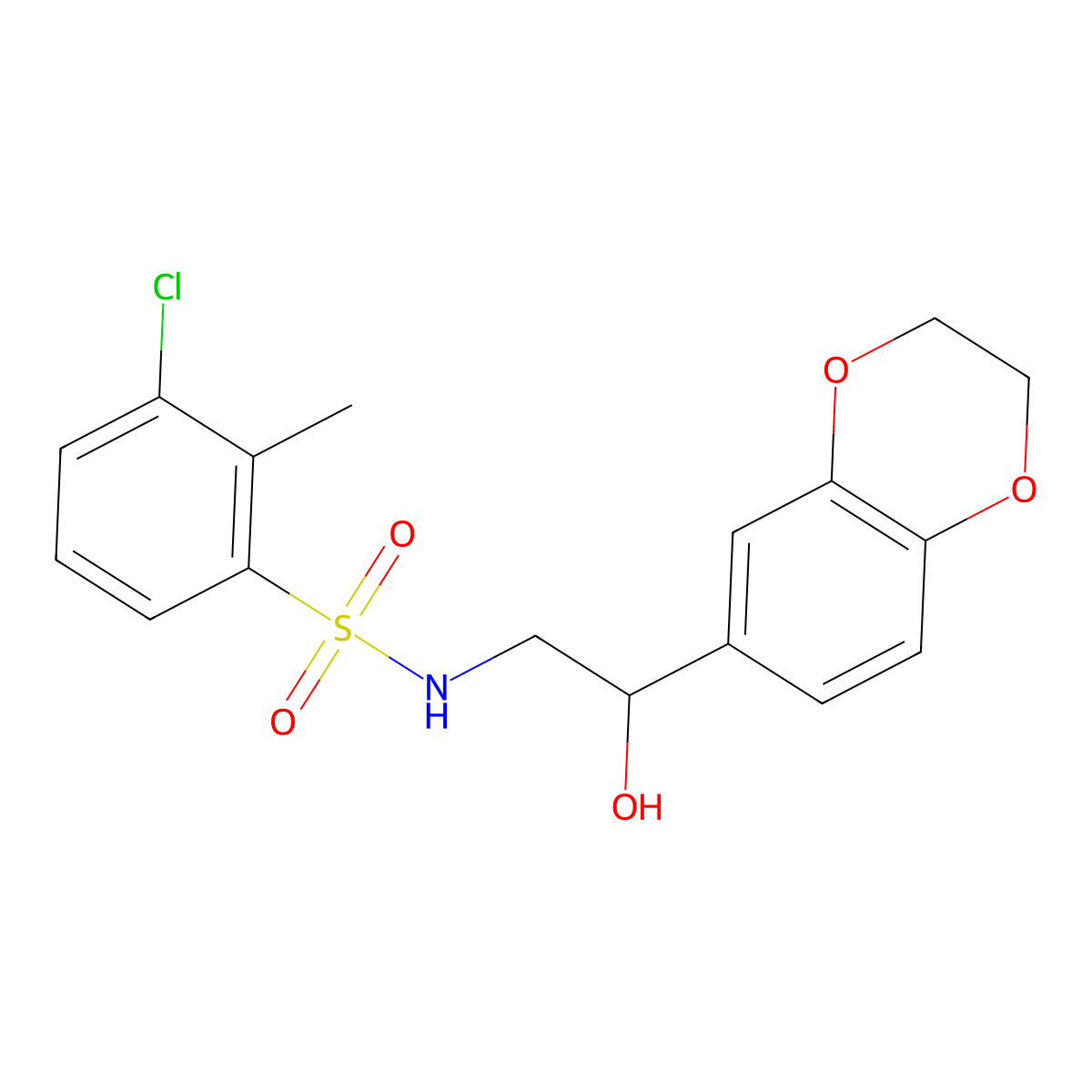 3-chloro-N-(2-(2,3-dihydrobenzo[b][1,4]dioxin-6-yl)-2-hydroxyethyl)-2-methylbenzenesulfonamide molecular structure, CAS 2034352-45-7