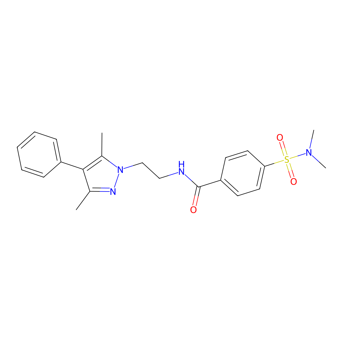 N-(2-(3,5-dimethyl-4-phenyl-1H-pyrazol-1-yl)ethyl)-4-(N,N-dimethylsulfamoyl)benzamide molecular structure, CAS 2034352-51-5