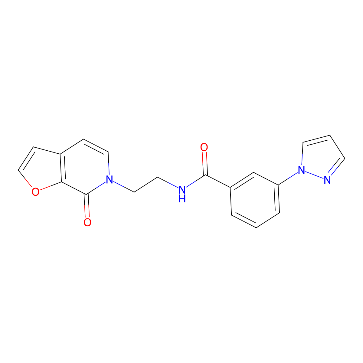 N-(2-(7-oxofuro[2,3-c]pyridin-6(7H)-yl)ethyl)-3-(1H-pyrazol-1-yl)benzamide molecular structure, CAS 2034352-53-7