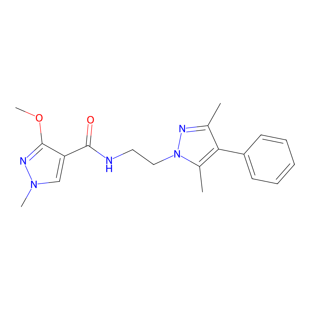 N-[2-(3,5-dimethyl-4-phenyl-1H-pyrazol-1-yl)ethyl]-3-methoxy-1-methyl-1H-pyrazole-4-carboxamide molecular structure, CAS 2034352-70-8