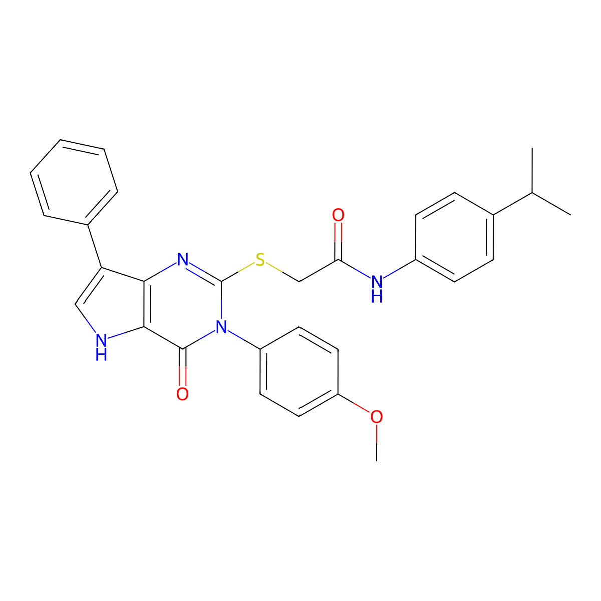N-(4-isopropylphenyl)-2-((3-(4-methoxyphenyl)-4-oxo-7-phenyl-4,5-dihydro-3H-pyrrolo[3,2-d]pyrimidin-2-yl)thio)acetamide molecular structure, CAS 2034352-71-9