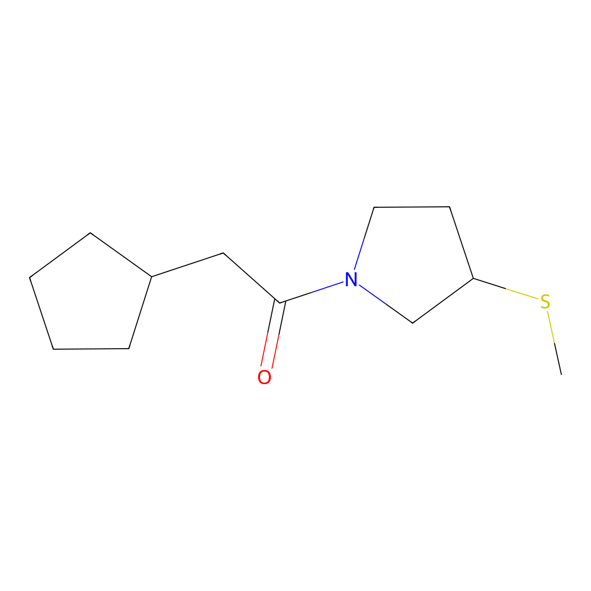 2-Cyclopentyl-1-(3-(methylthio)pyrrolidin-1-yl)ethanone molecular structure, CAS 2034352-72-0