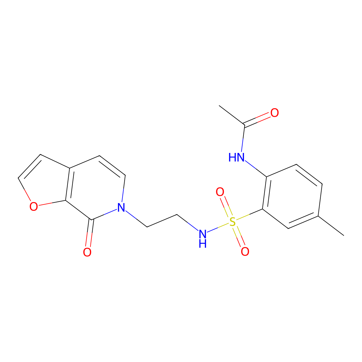 N-(4-methyl-2-(N-(2-(7-oxofuro[2,3-c]pyridin-6(7H)-yl)ethyl)sulfamoyl)phenyl)acetamide molecular structure, CAS 2034352-77-5
