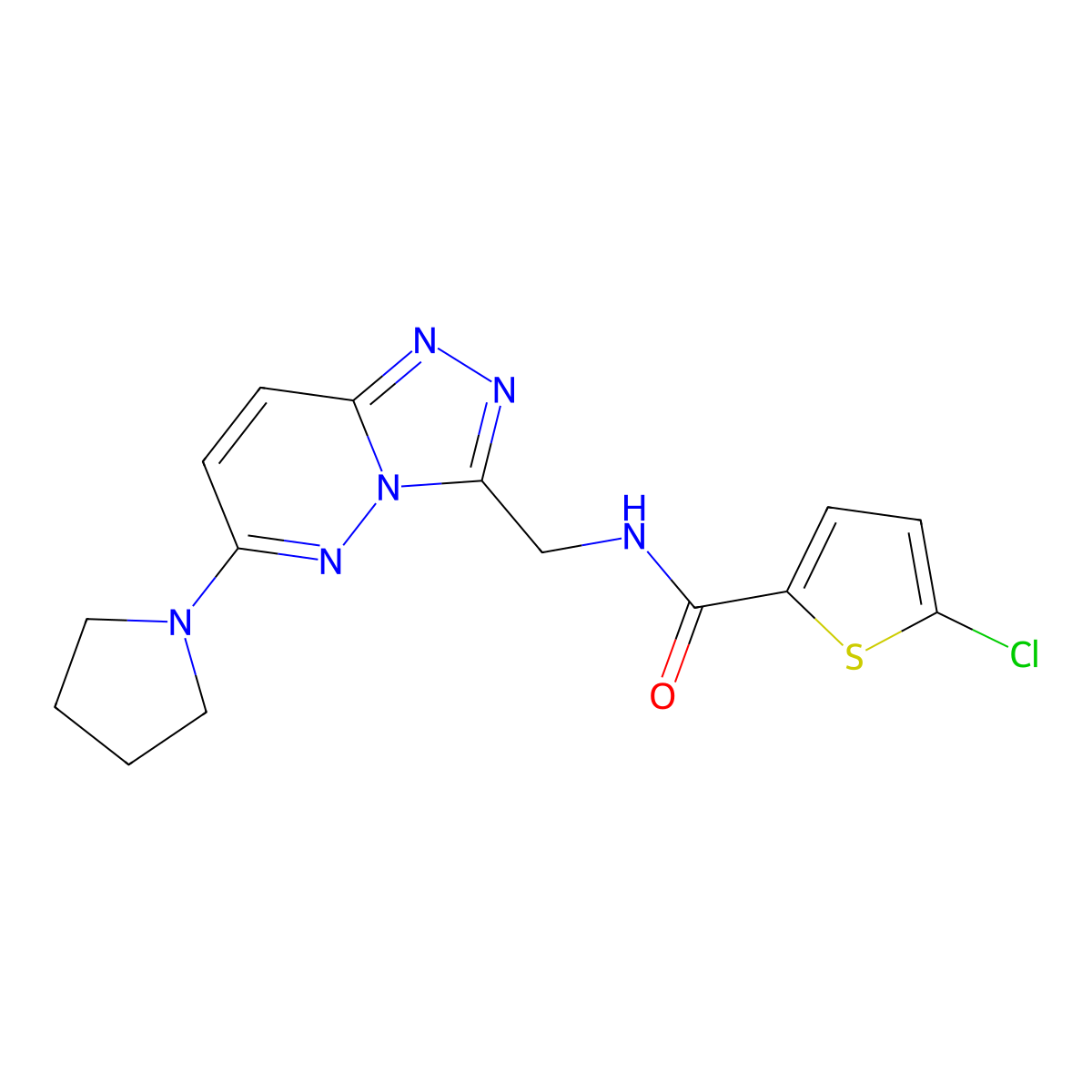 5-chloro-N-((6-(pyrrolidin-1-yl)-[1,2,4]triazolo[4,3-b]pyridazin-3-yl)methyl)thiophene-2-carboxamide molecular structure, CAS 2034352-79-7