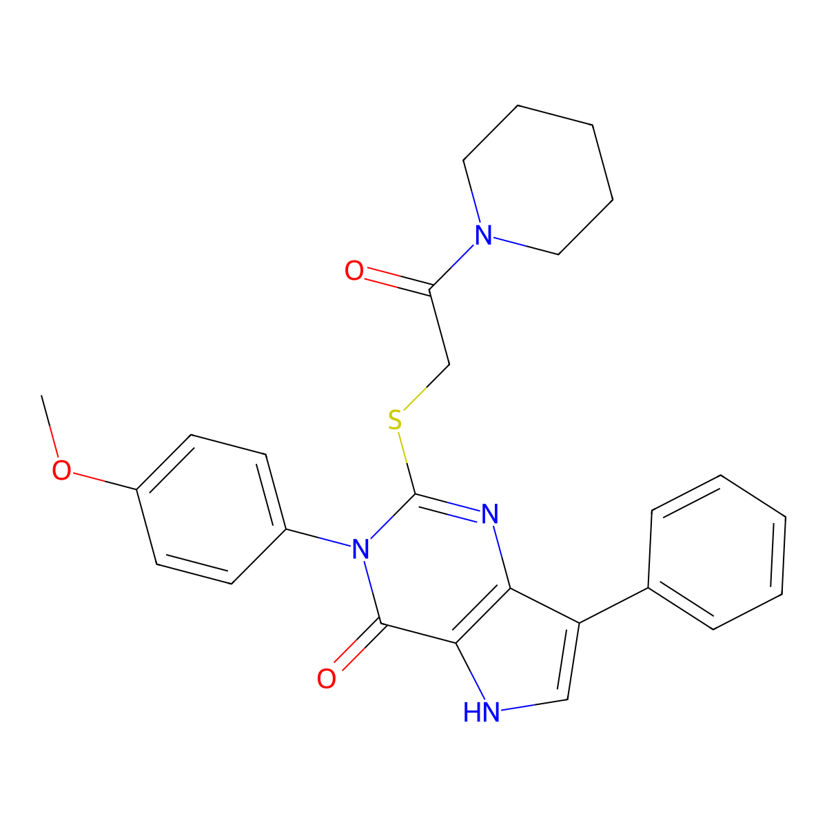 3-(4-methoxyphenyl)-2-((2-oxo-2-(piperidin-1-yl)ethyl)thio)-7-phenyl-3H-pyrrolo[3,2-d]pyrimidin-4(5H)-one molecular structure, CAS 2034352-82-2