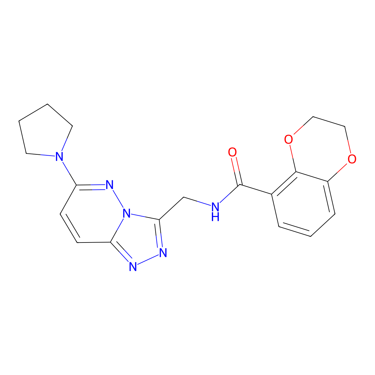N-((6-(pyrrolidin-1-yl)-[1,2,4]triazolo[4,3-b]pyridazin-3-yl)methyl)-2,3-dihydrobenzo[b][1,4]dioxine-5-carboxamide molecular structure, CAS 2034352-85-5