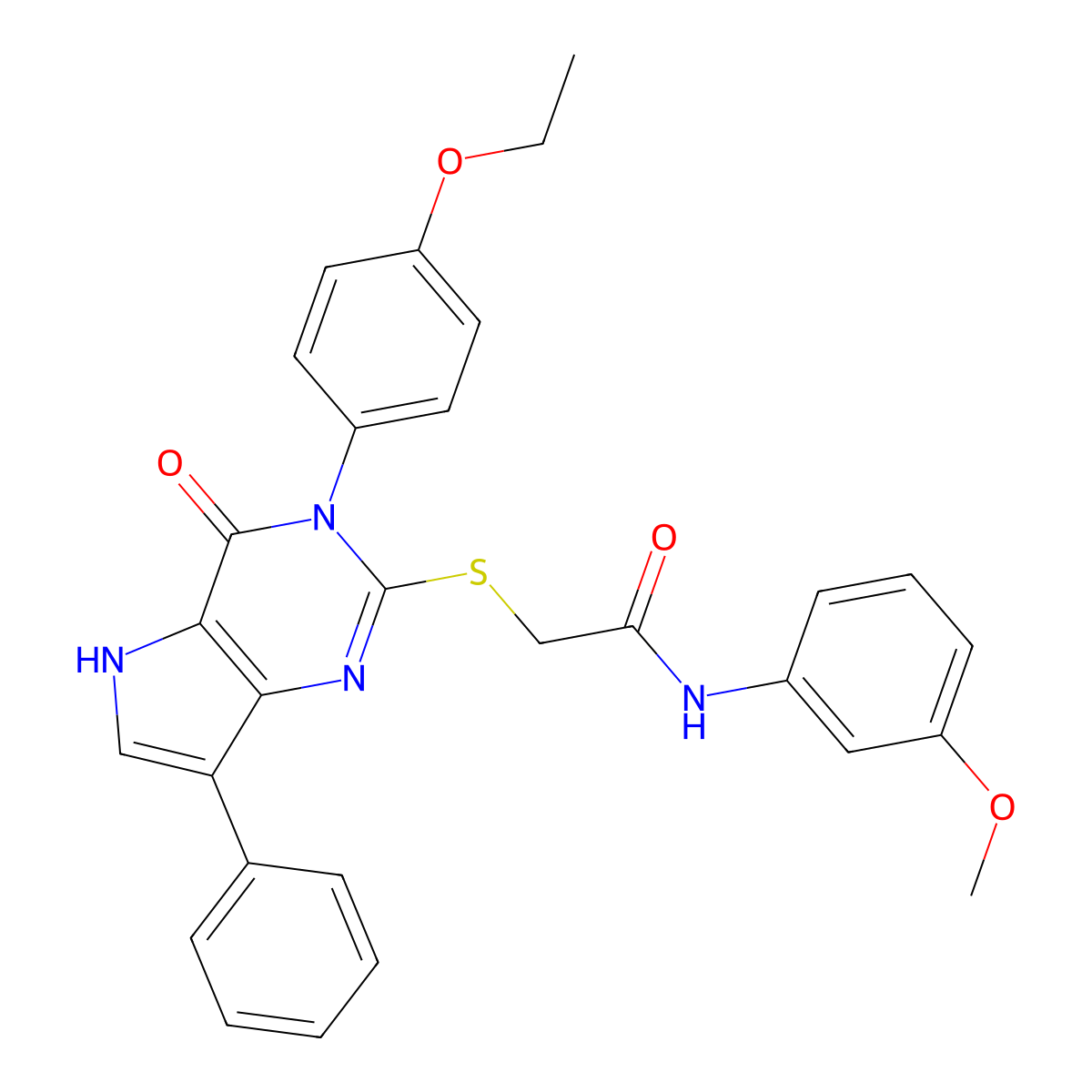 2-((3-(4-ethoxyphenyl)-4-oxo-7-phenyl-4,5-dihydro-3H-pyrrolo[3,2-d]pyrimidin-2-yl)thio)-N-(3-methoxyphenyl)acetamide molecular structure, CAS 2034352-90-2