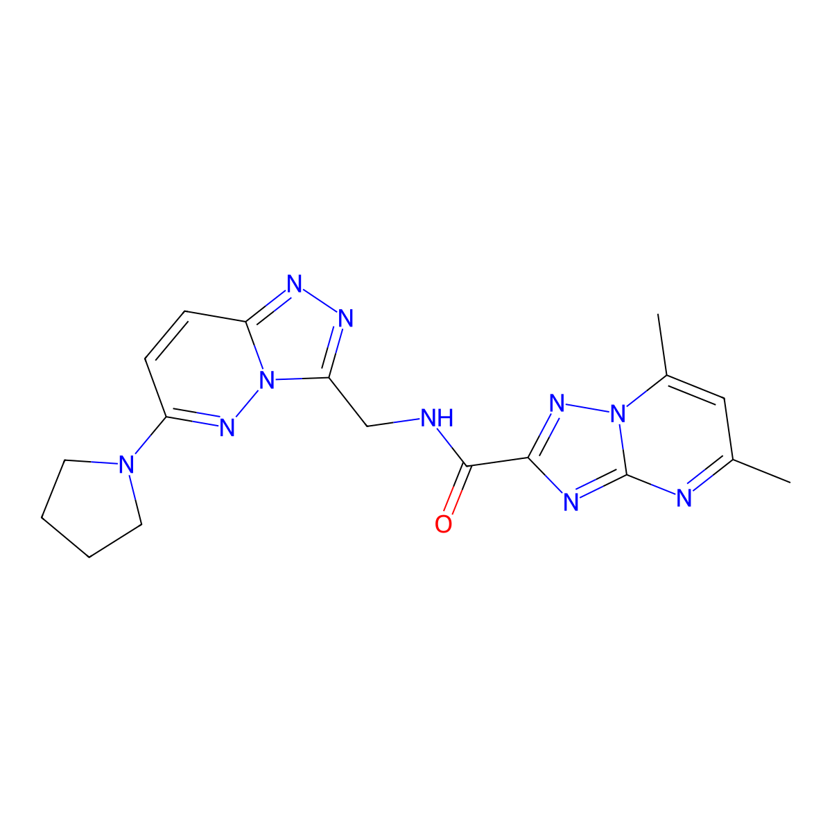 5,7-dimethyl-N-{[6-(pyrrolidin-1-yl)-[1,2,4]triazolo[4,3-b]pyridazin-3-yl]methyl}-[1,2,4]triazolo[1,5-a]pyrimidine-2-carboxamide molecular structure, CAS 2034352-91-3