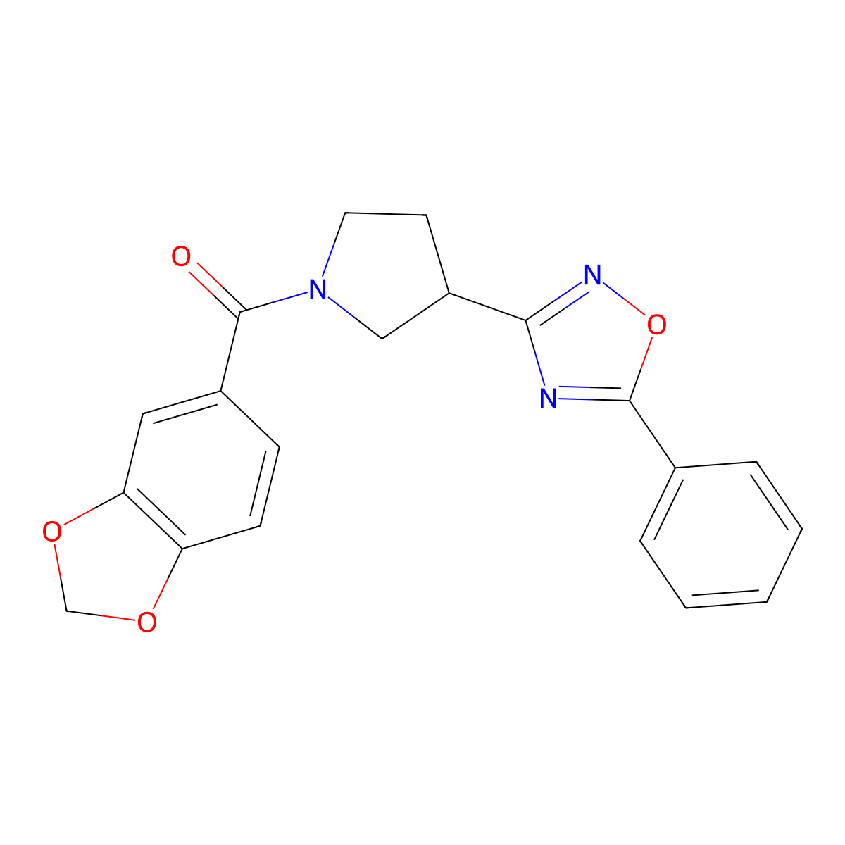 Benzo[d][1,3]dioxol-5-yl(3-(5-phenyl-1,2,4-oxadiazol-3-yl)pyrrolidin-1-yl)methanone molecular structure, CAS 2034352-96-8