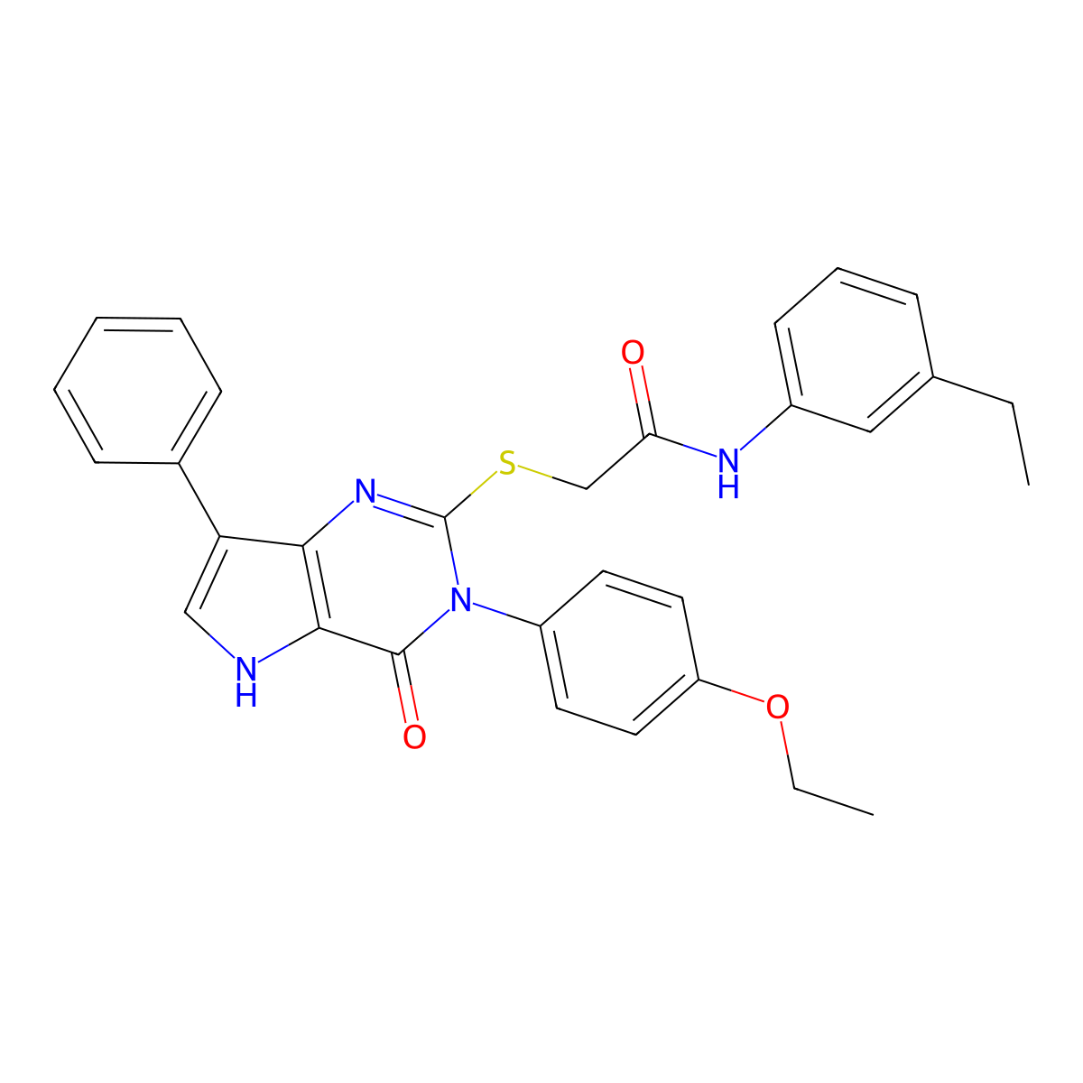 2-((3-(4-ethoxyphenyl)-4-oxo-7-phenyl-4,5-dihydro-3H-pyrrolo[3,2-d]pyrimidin-2-yl)thio)-N-(3-ethylphenyl)acetamide molecular structure, CAS 2034352-97-9
