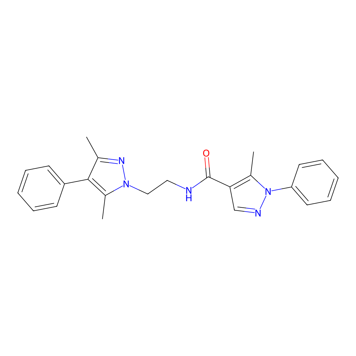 N-(2-(3,5-dimethyl-4-phenyl-1H-pyrazol-1-yl)ethyl)-5-methyl-1-phenyl-1H-pyrazole-4-carboxamide molecular structure, CAS 2034353-00-7