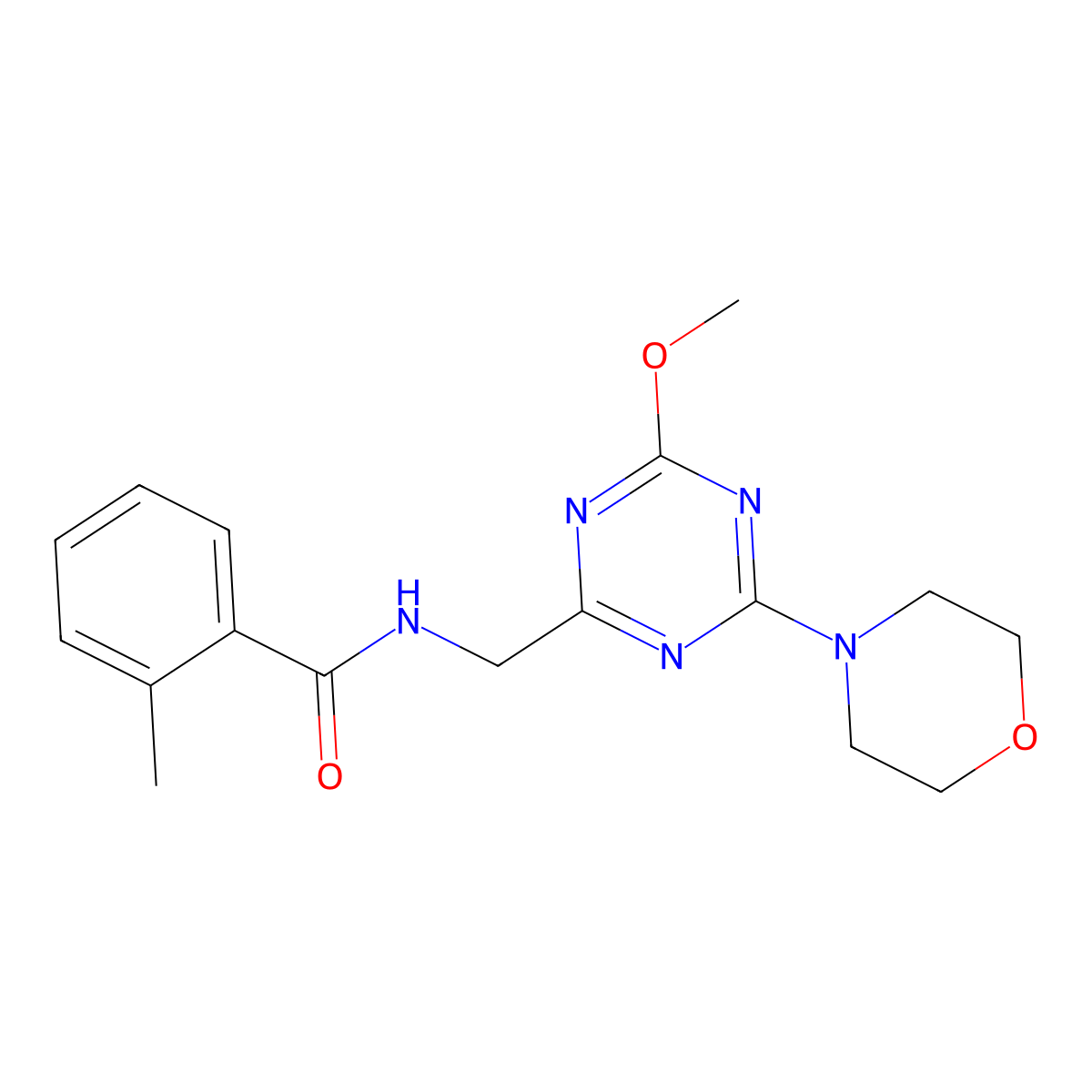 N-((4-methoxy-6-morpholino-1,3,5-triazin-2-yl)methyl)-2-methylbenzamide molecular structure, CAS 2034353-06-3