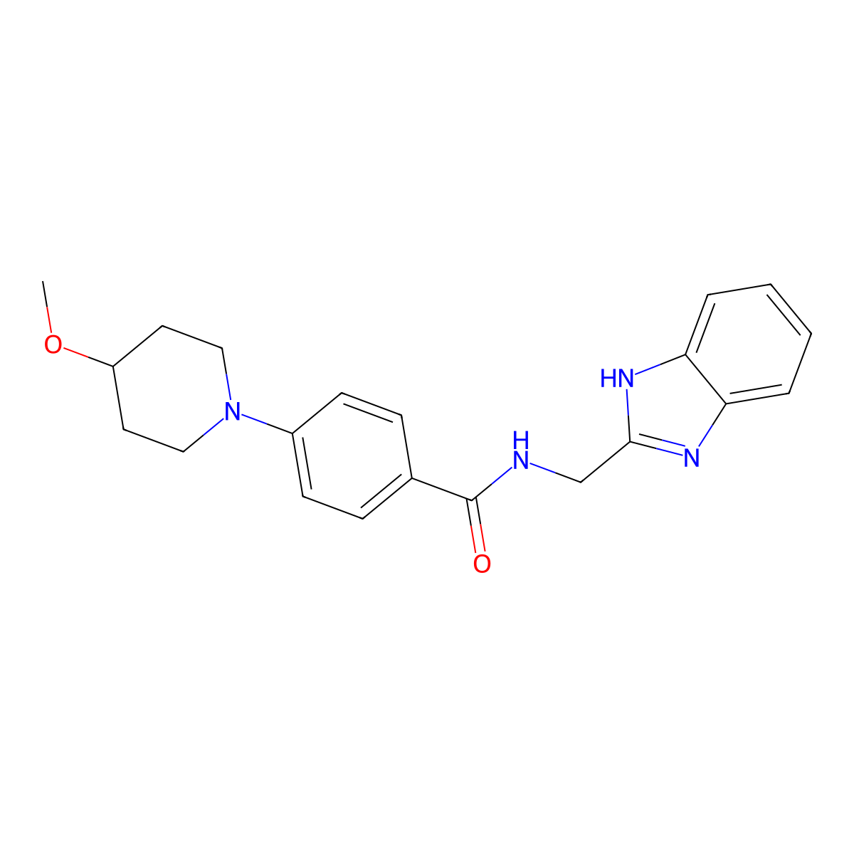 N-((1H-benzo[d]imidazol-2-yl)methyl)-4-(4-methoxypiperidin-1-yl)benzamide molecular structure, CAS 2034353-07-4