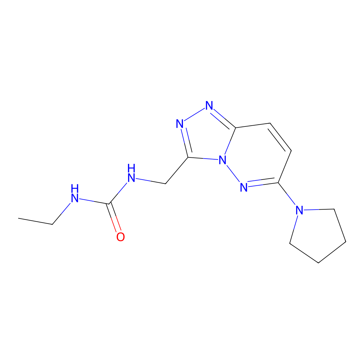 1-Ethyl-3-((6-(pyrrolidin-1-yl)-[1,2,4]triazolo[4,3-b]pyridazin-3-yl)methyl)urea molecular structure, CAS 2034353-08-5