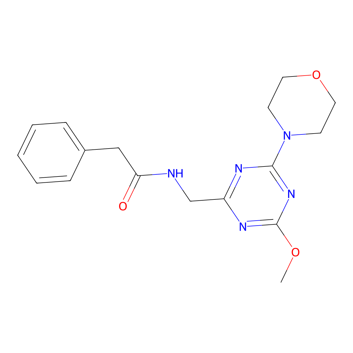 N-((4-methoxy-6-morpholino-1,3,5-triazin-2-yl)methyl)-2-phenylacetamide molecular structure, CAS 2034353-11-0